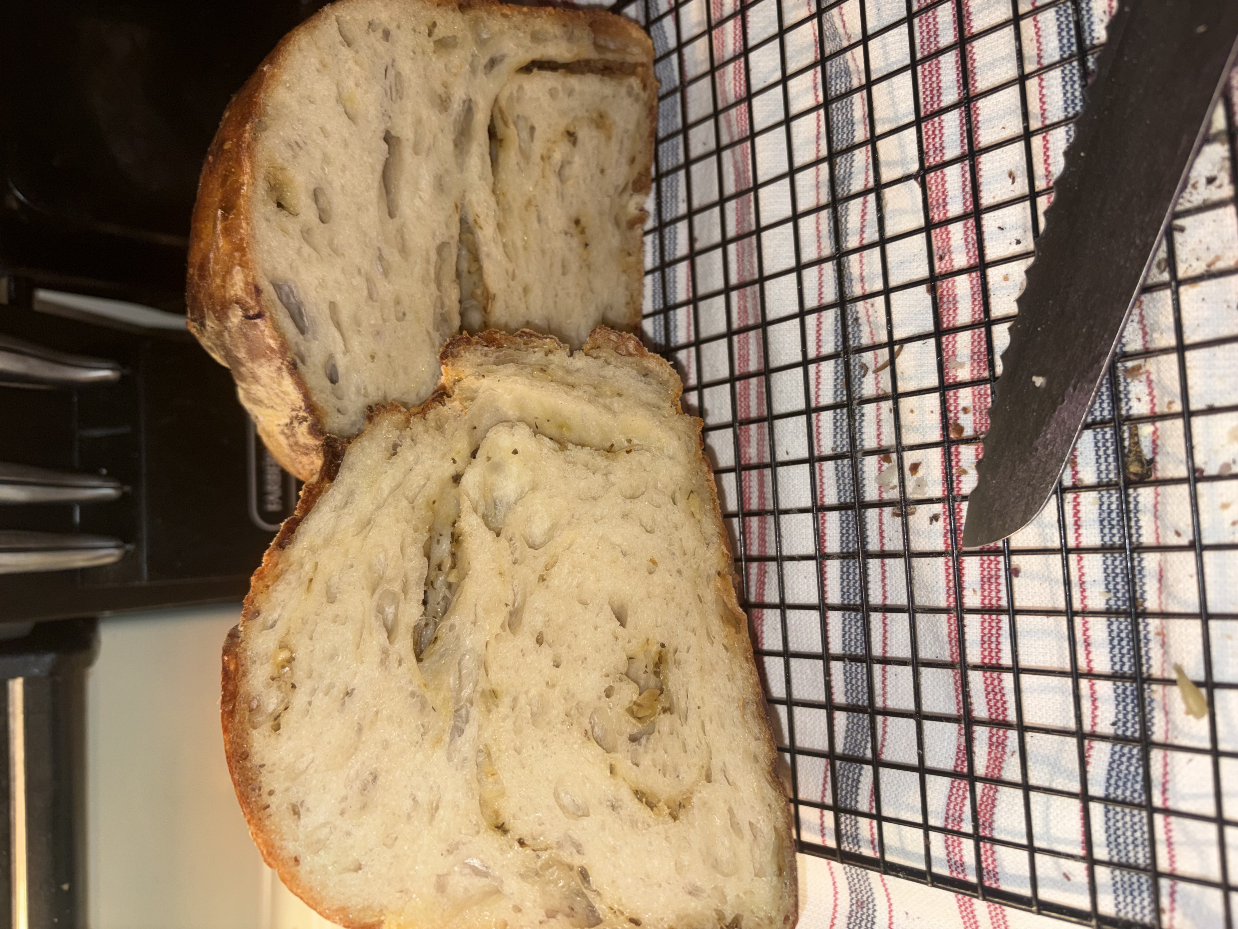 Savory inclusion sourdough slices